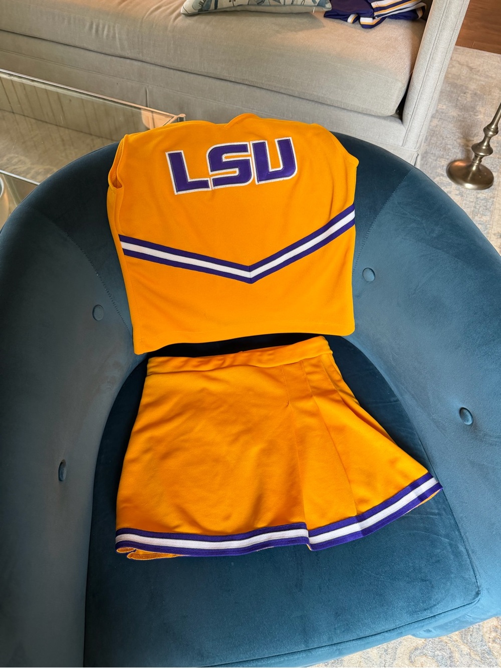 LSU Gold & Purple Kids Cheer Matching Set - Top and Skirt